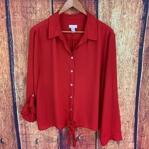 Chicos red dress blouse size 3